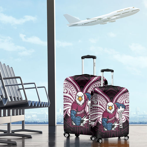 Custom Manly Warringah Sea Eagles Luggage Cover Sea Eagle Warrior Polynesia Islander Rugby Mascot
