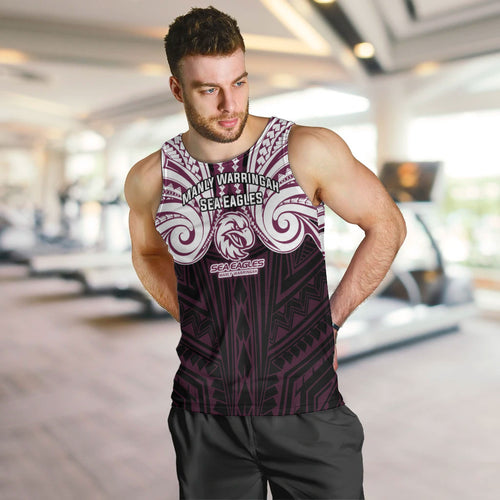 Custom Manly Warringah Sea Eagles Men Tank Top Sea Eagle Warrior Polynesia Islander Rugby Mascot