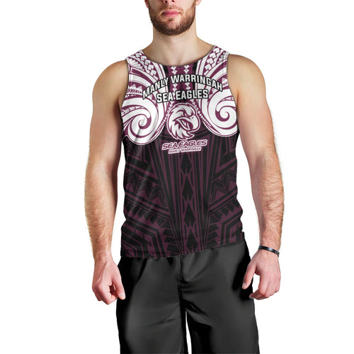 Custom Manly Warringah Sea Eagles Men Tank Top Sea Eagle Warrior Polynesia Islander Rugby Mascot