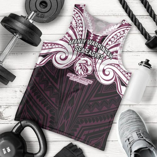 Custom Manly Warringah Sea Eagles Men Tank Top Sea Eagle Warrior Polynesia Islander Rugby Mascot