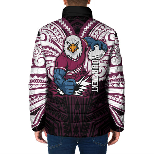 Custom Manly Warringah Sea Eagles Padded Jacket Sea Eagle Warrior Polynesia Islander Rugby Mascot