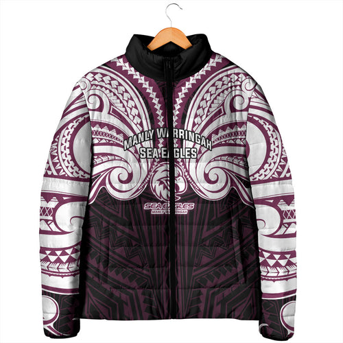 Custom Manly Warringah Sea Eagles Padded Jacket Sea Eagle Warrior Polynesia Islander Rugby Mascot