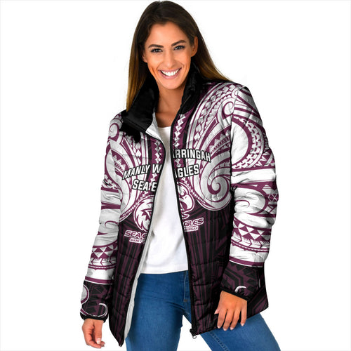 Custom Manly Warringah Sea Eagles Padded Jacket Sea Eagle Warrior Polynesia Islander Rugby Mascot
