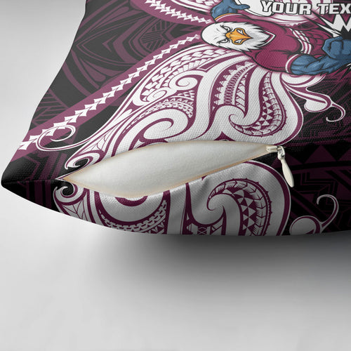Custom Manly Warringah Sea Eagles Pillow Cover Sea Eagle Warrior Polynesia Islander Rugby Mascot