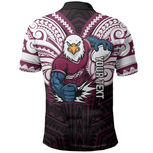 Custom Manly Warringah Sea Eagles Polo Shirt Sea Eagle Warrior Polynesia Islander Rugby Mascot