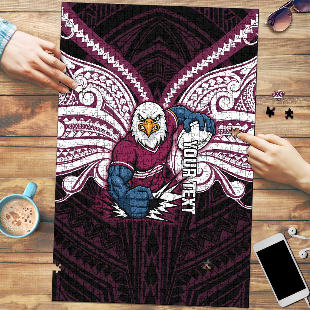 Custom Manly Warringah Sea Eagles Puzzle Sea Eagle Warrior Polynesia Islander Rugby Mascot