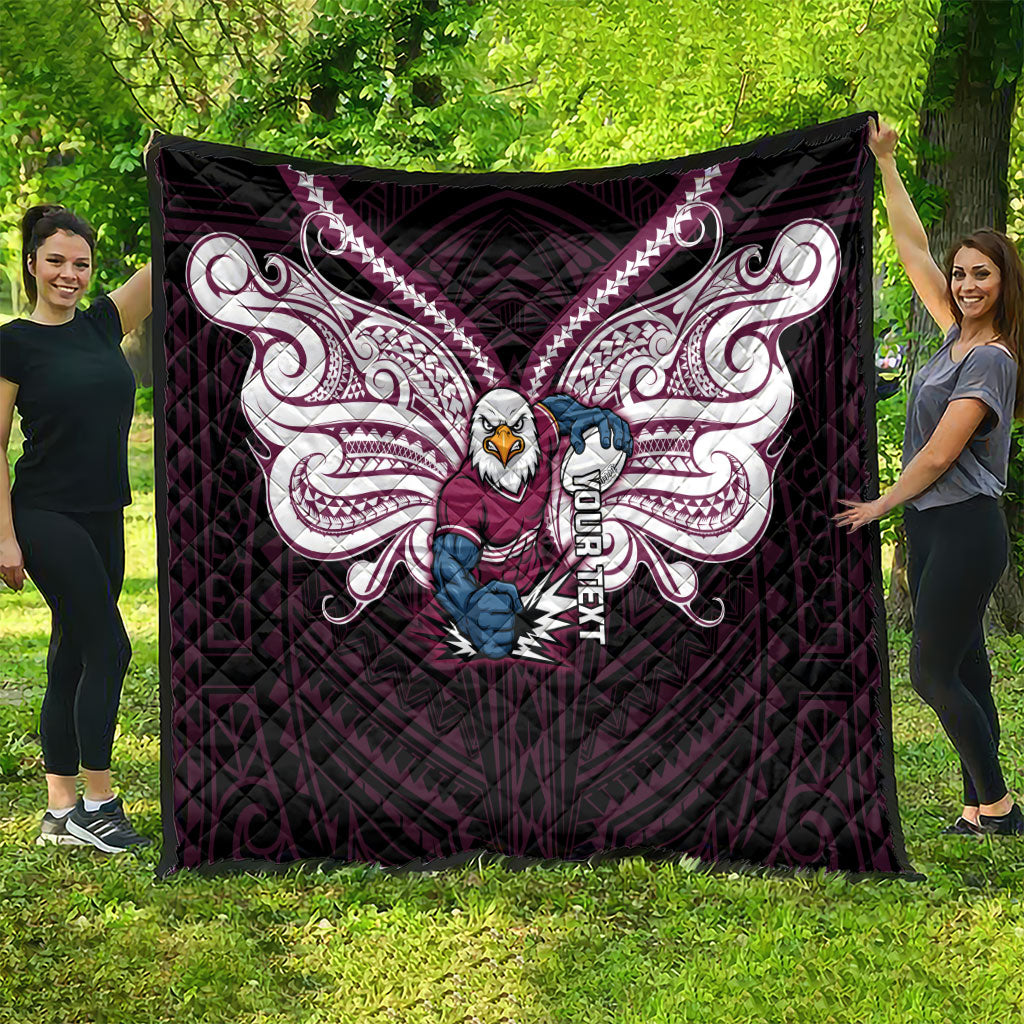 Custom Manly Warringah Sea Eagles Quilt Sea Eagle Warrior Polynesia Islander Rugby Mascot