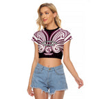 Custom Manly Warringah Sea Eagles Raglan Cropped T Shirt Sea Eagle Warrior Polynesia Islander Rugby Mascot