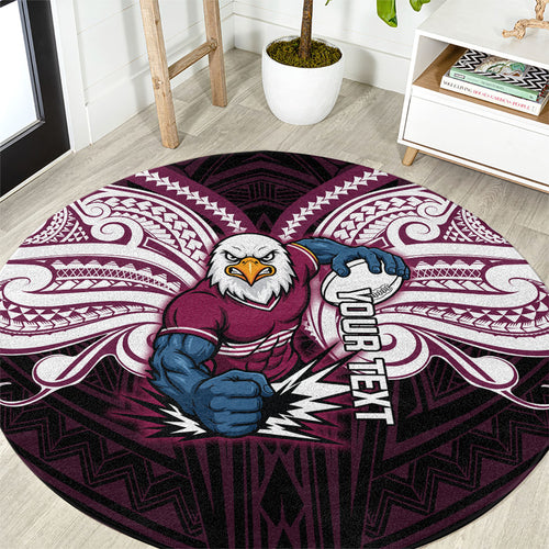 Custom Manly Warringah Sea Eagles Round Carpet Sea Eagle Warrior Polynesia Islander Rugby Mascot