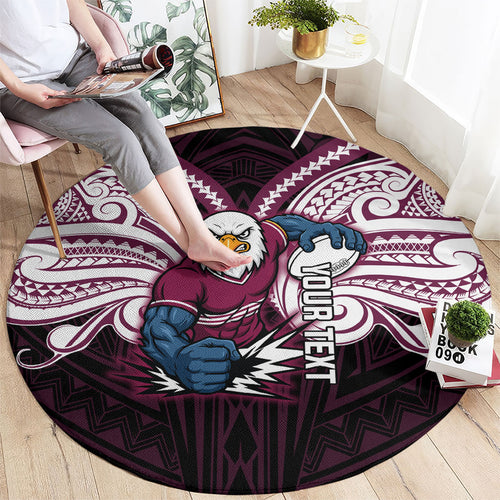 Custom Manly Warringah Sea Eagles Round Carpet Sea Eagle Warrior Polynesia Islander Rugby Mascot
