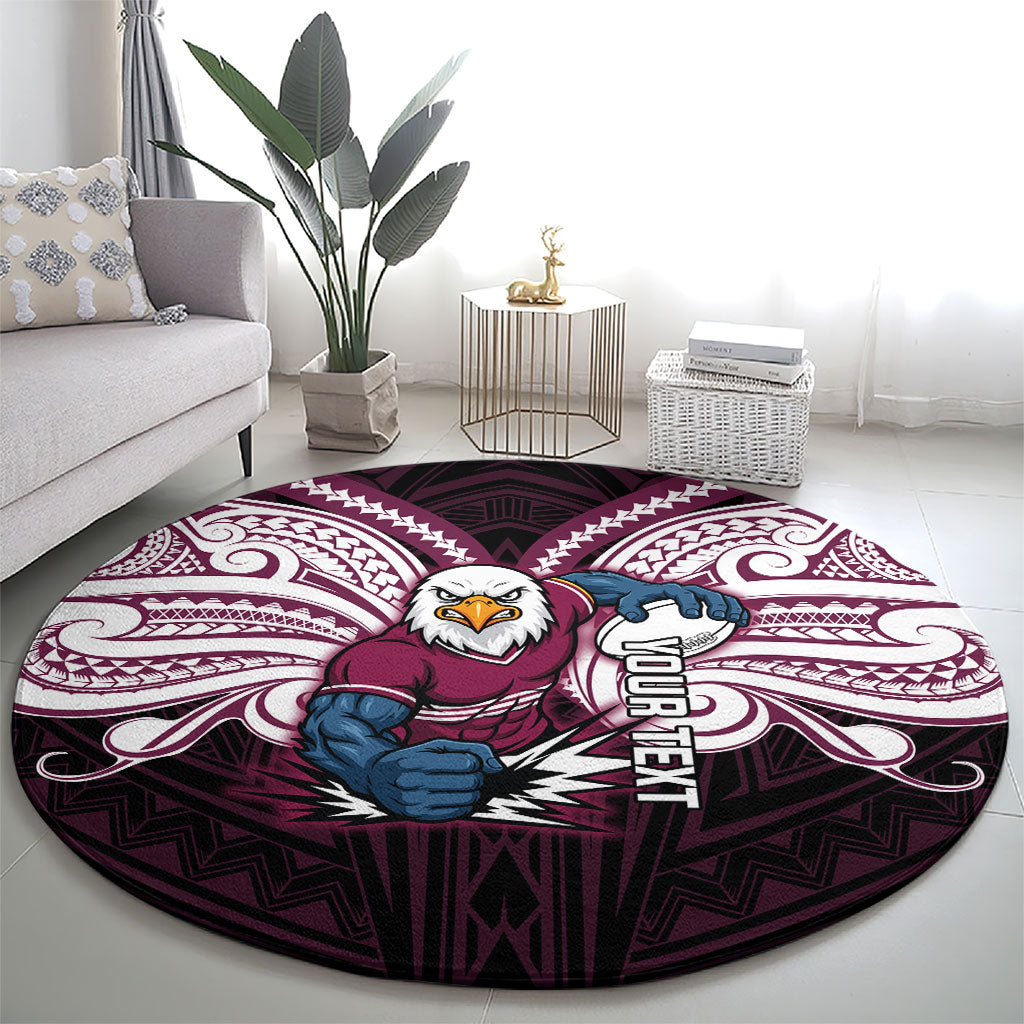 Custom Manly Warringah Sea Eagles Round Carpet Sea Eagle Warrior Polynesia Islander Rugby Mascot