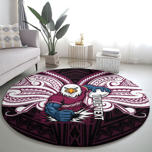 Custom Manly Warringah Sea Eagles Round Carpet Sea Eagle Warrior Polynesia Islander Rugby Mascot