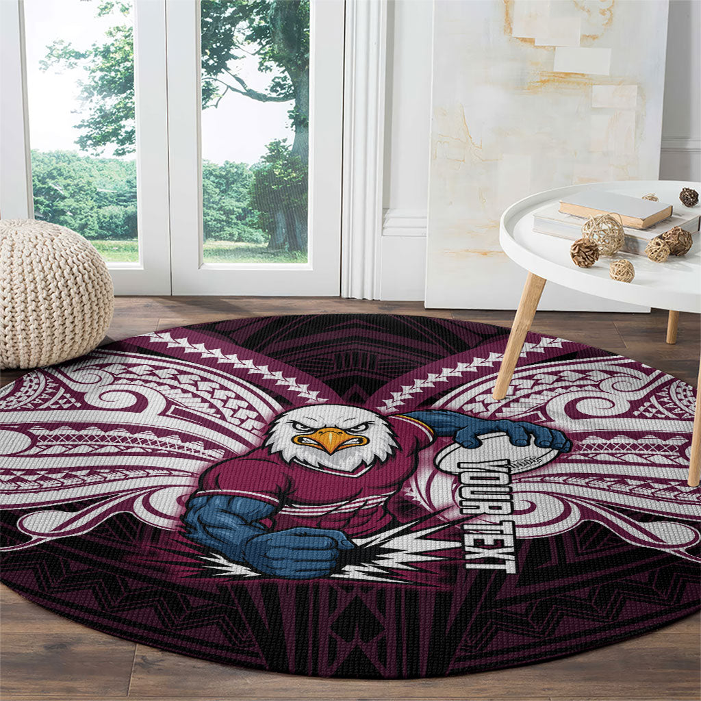 Custom Manly Warringah Sea Eagles Round Carpet Sea Eagle Warrior Polynesia Islander Rugby Mascot