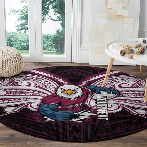 Custom Manly Warringah Sea Eagles Round Carpet Sea Eagle Warrior Polynesia Islander Rugby Mascot