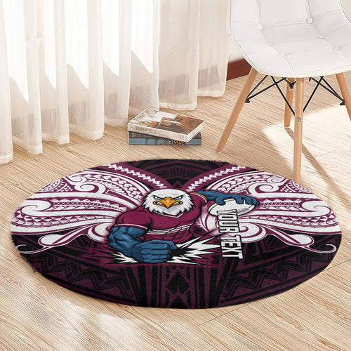 Custom Manly Warringah Sea Eagles Round Carpet Sea Eagle Warrior Polynesia Islander Rugby Mascot