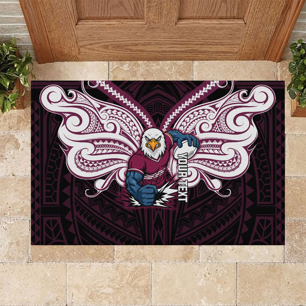 Custom Manly Warringah Sea Eagles Rubber Doormat Sea Eagle Warrior Polynesia Islander Rugby Mascot