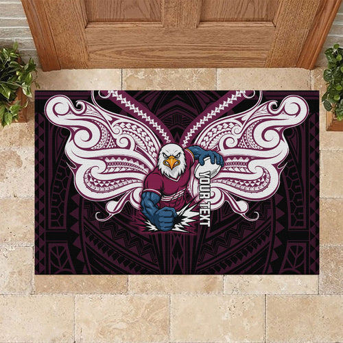 Custom Manly Warringah Sea Eagles Rubber Doormat Sea Eagle Warrior Polynesia Islander Rugby Mascot