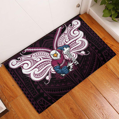Custom Manly Warringah Sea Eagles Rubber Doormat Sea Eagle Warrior Polynesia Islander Rugby Mascot