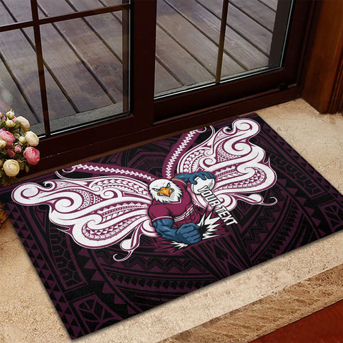 Custom Manly Warringah Sea Eagles Rubber Doormat Sea Eagle Warrior Polynesia Islander Rugby Mascot