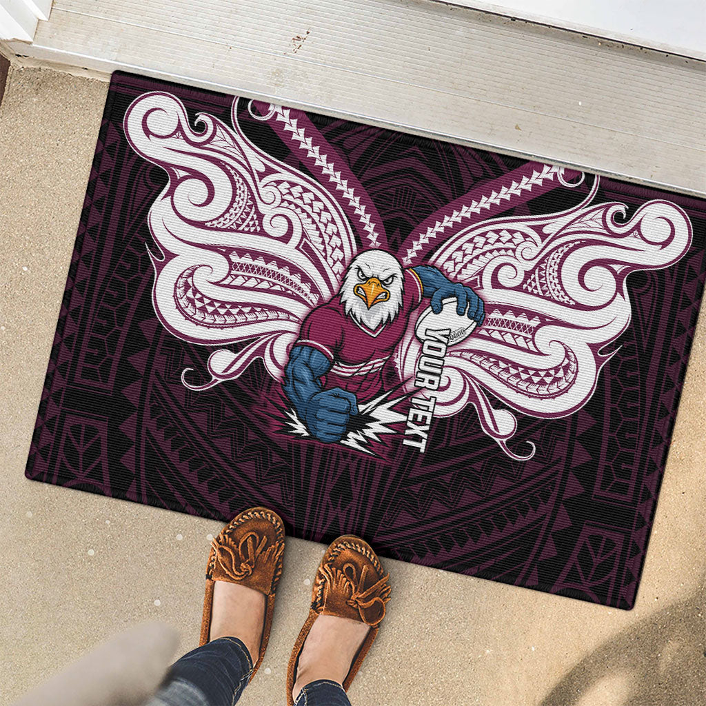 Custom Manly Warringah Sea Eagles Rubber Doormat Sea Eagle Warrior Polynesia Islander Rugby Mascot