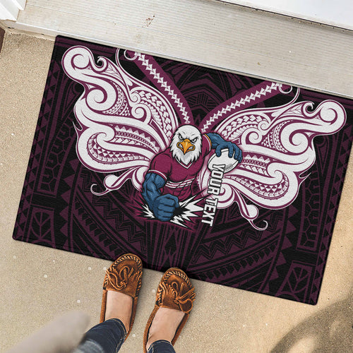 Custom Manly Warringah Sea Eagles Rubber Doormat Sea Eagle Warrior Polynesia Islander Rugby Mascot