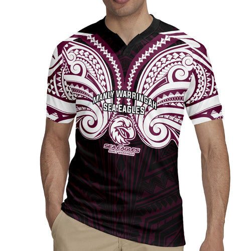 Custom Manly Warringah Sea Eagles Rugby Jersey Sea Eagle Warrior Polynesia Islander Rugby Mascot