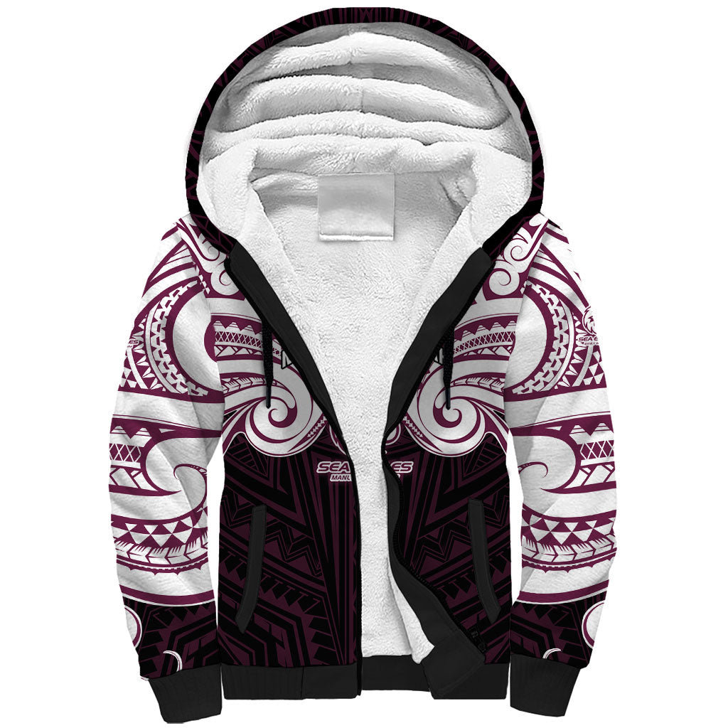 Custom Manly Warringah Sea Eagles Sherpa Hoodie Sea Eagle Warrior Polynesia Islander Rugby Mascot
