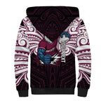 Custom Manly Warringah Sea Eagles Sherpa Hoodie Sea Eagle Warrior Polynesia Islander Rugby Mascot