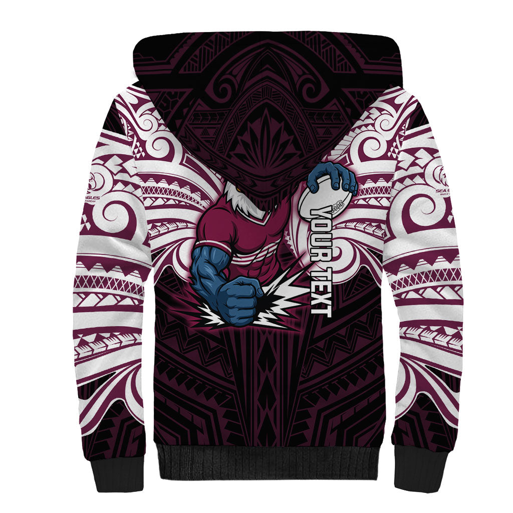 Custom Manly Warringah Sea Eagles Sherpa Hoodie Sea Eagle Warrior Polynesia Islander Rugby Mascot