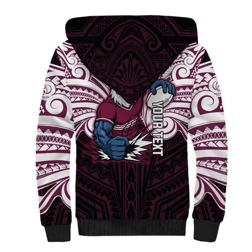 Custom Manly Warringah Sea Eagles Sherpa Hoodie Sea Eagle Warrior Polynesia Islander Rugby Mascot