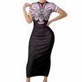 Custom Manly Warringah Sea Eagles Short Sleeve Bodycon Dress Sea Eagle Warrior Polynesia Islander Rugby Mascot