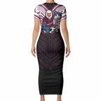 Custom Manly Warringah Sea Eagles Short Sleeve Bodycon Dress Sea Eagle Warrior Polynesia Islander Rugby Mascot