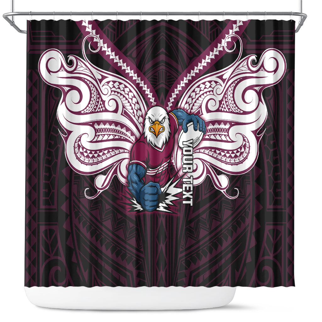 Custom Manly Warringah Sea Eagles Shower Curtain Sea Eagle Warrior Polynesia Islander Rugby Mascot