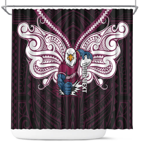 Custom Manly Warringah Sea Eagles Shower Curtain Sea Eagle Warrior Polynesia Islander Rugby Mascot