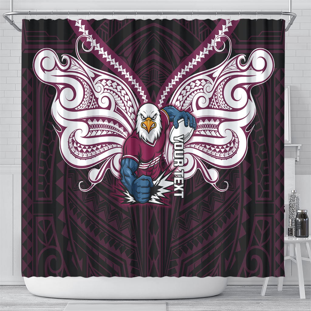Custom Manly Warringah Sea Eagles Shower Curtain Sea Eagle Warrior Polynesia Islander Rugby Mascot