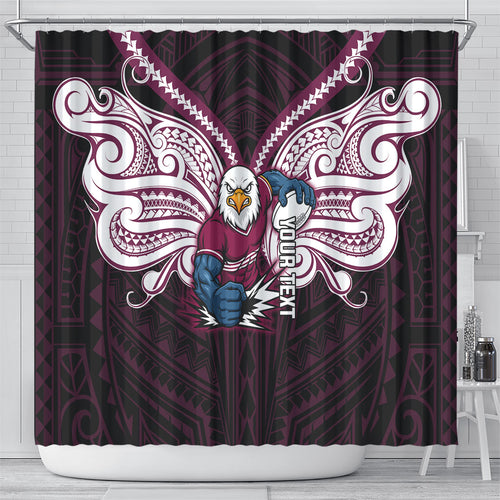 Custom Manly Warringah Sea Eagles Shower Curtain Sea Eagle Warrior Polynesia Islander Rugby Mascot