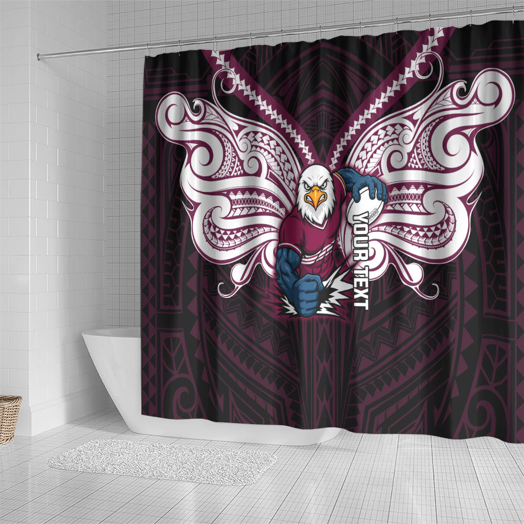 Custom Manly Warringah Sea Eagles Shower Curtain Sea Eagle Warrior Polynesia Islander Rugby Mascot