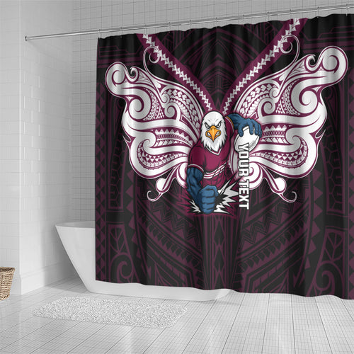 Custom Manly Warringah Sea Eagles Shower Curtain Sea Eagle Warrior Polynesia Islander Rugby Mascot