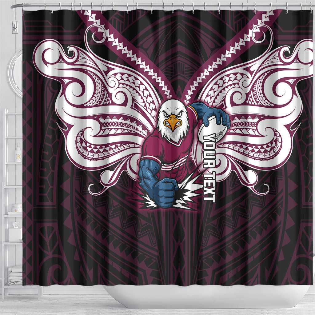 Custom Manly Warringah Sea Eagles Shower Curtain Sea Eagle Warrior Polynesia Islander Rugby Mascot