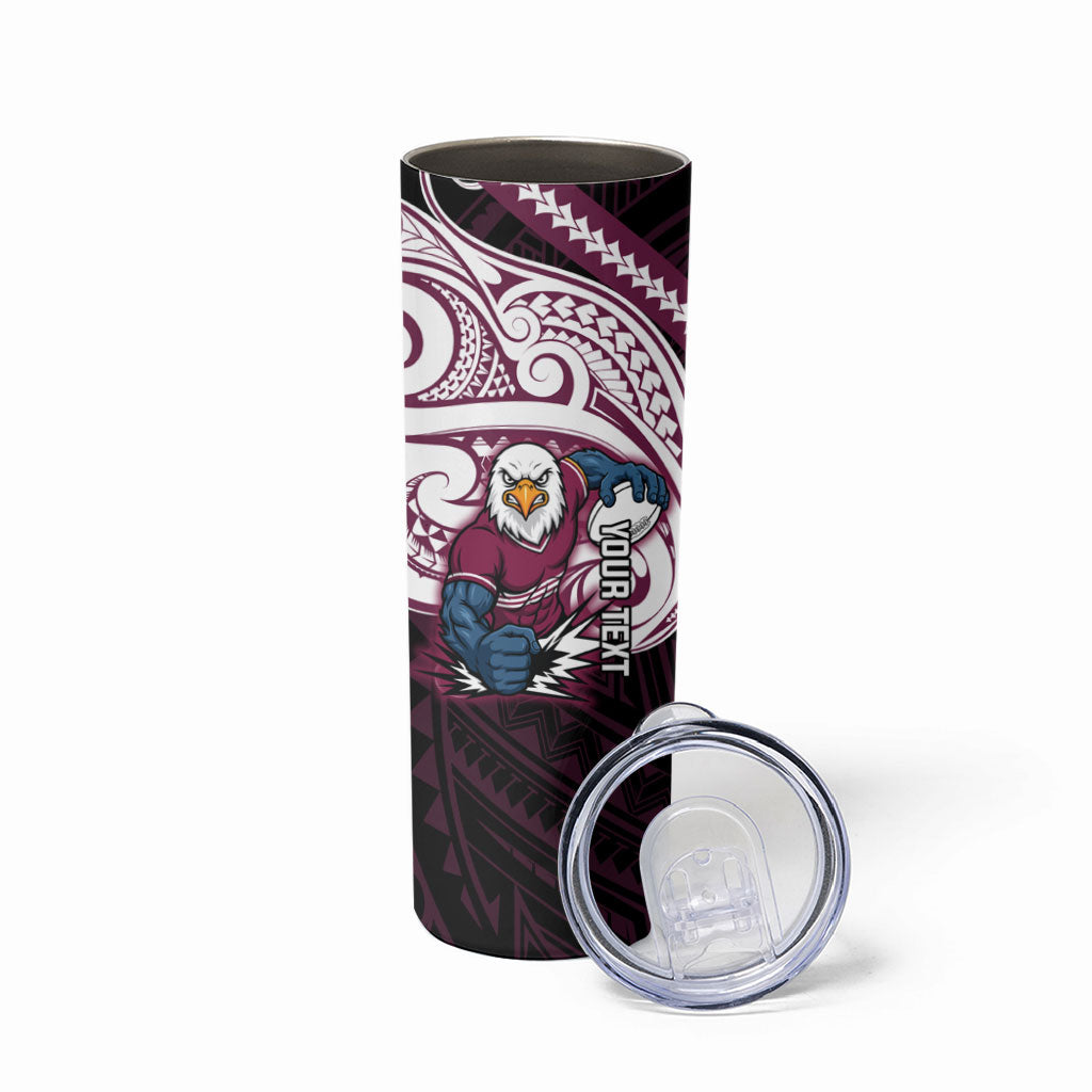 Custom Manly Warringah Sea Eagles Skinny Tumbler Sea Eagle Warrior Polynesia Islander Rugby Mascot