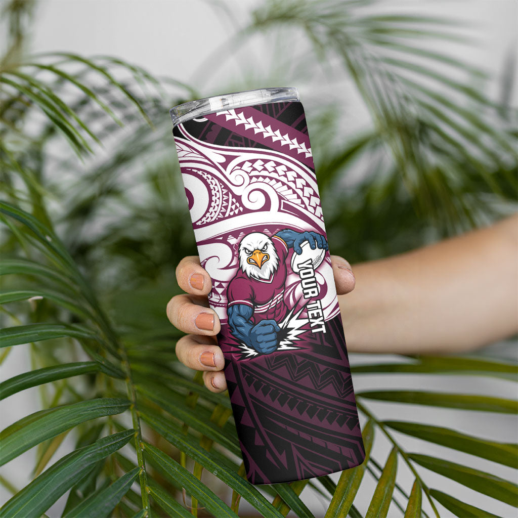 Custom Manly Warringah Sea Eagles Skinny Tumbler Sea Eagle Warrior Polynesia Islander Rugby Mascot
