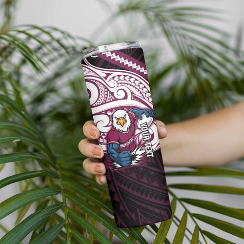 Custom Manly Warringah Sea Eagles Skinny Tumbler Sea Eagle Warrior Polynesia Islander Rugby Mascot