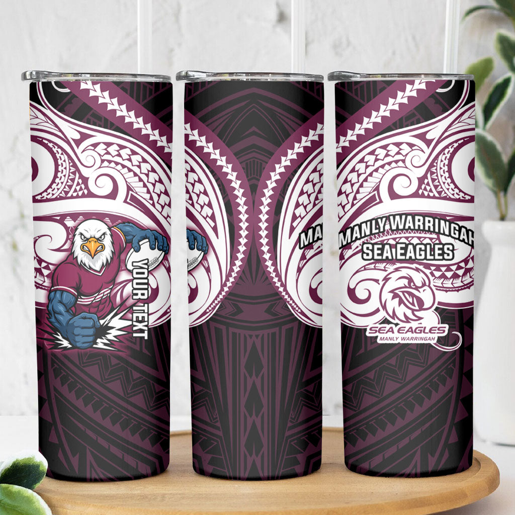 Custom Manly Warringah Sea Eagles Skinny Tumbler Sea Eagle Warrior Polynesia Islander Rugby Mascot