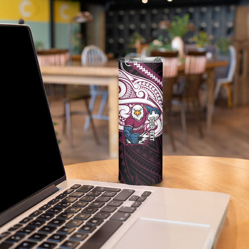 Custom Manly Warringah Sea Eagles Skinny Tumbler Sea Eagle Warrior Polynesia Islander Rugby Mascot