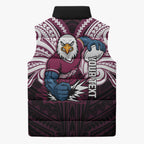 Custom Manly Warringah Sea Eagles Sleeveless Puffer Jacket Sea Eagle Warrior Polynesia Islander Rugby Mascot