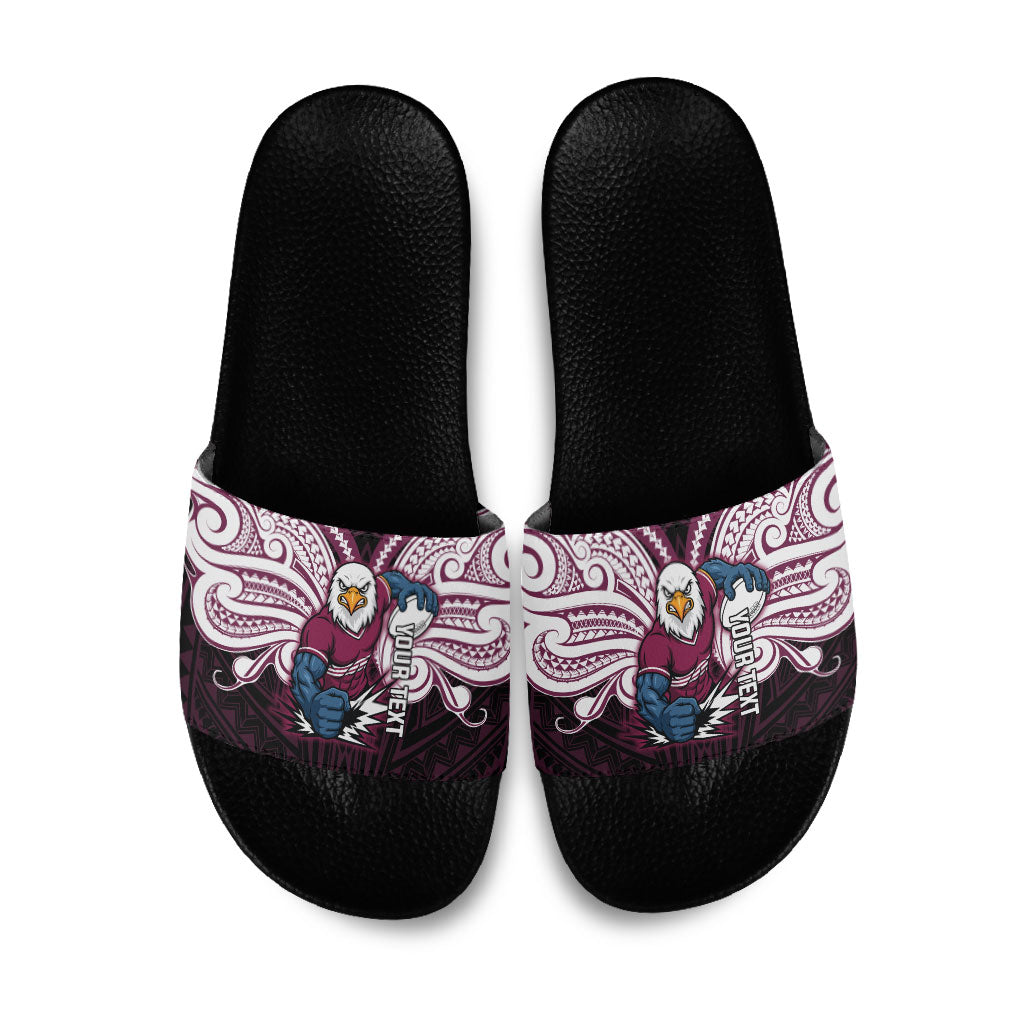 Custom Manly Warringah Sea Eagles Slide Sandals Sea Eagle Warrior Polynesia Islander Rugby Mascot