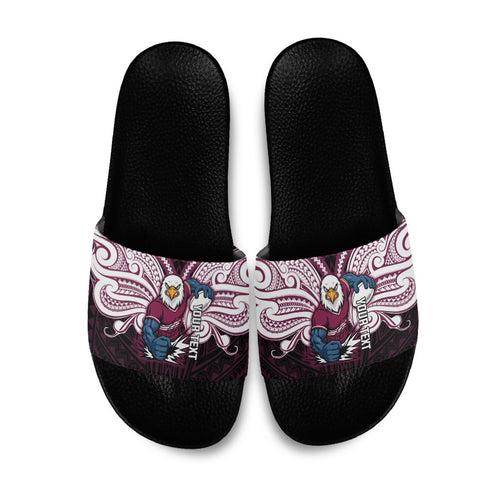 Custom Manly Warringah Sea Eagles Slide Sandals Sea Eagle Warrior Polynesia Islander Rugby Mascot