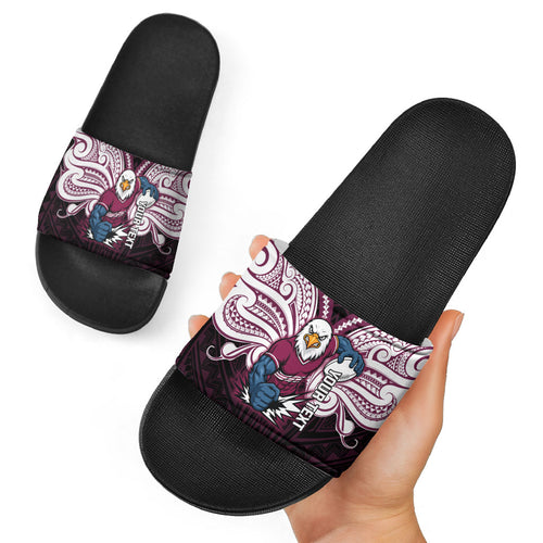 Custom Manly Warringah Sea Eagles Slide Sandals Sea Eagle Warrior Polynesia Islander Rugby Mascot