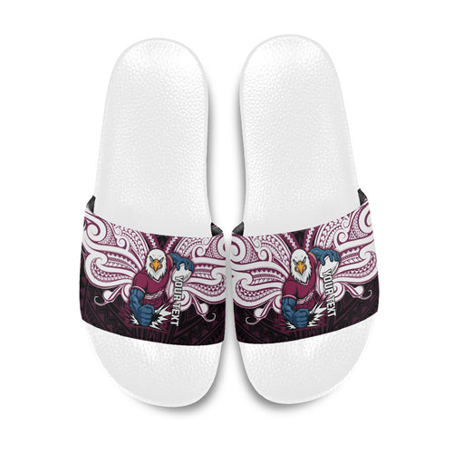 Custom Manly Warringah Sea Eagles Slide Sandals Sea Eagle Warrior Polynesia Islander Rugby Mascot