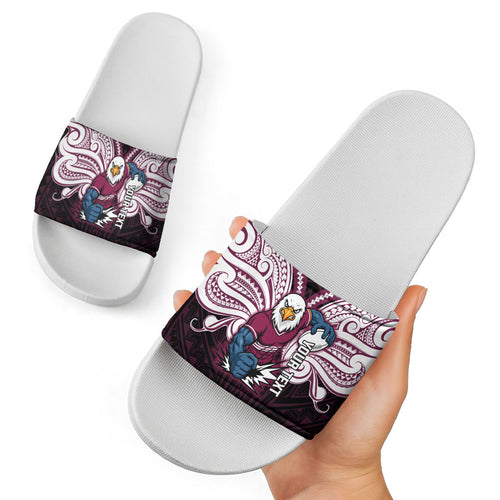 Custom Manly Warringah Sea Eagles Slide Sandals Sea Eagle Warrior Polynesia Islander Rugby Mascot